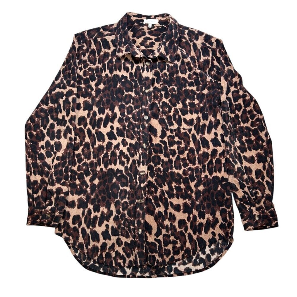 Leopard Animal Print XS Corduroy Shacket Shirt Casual